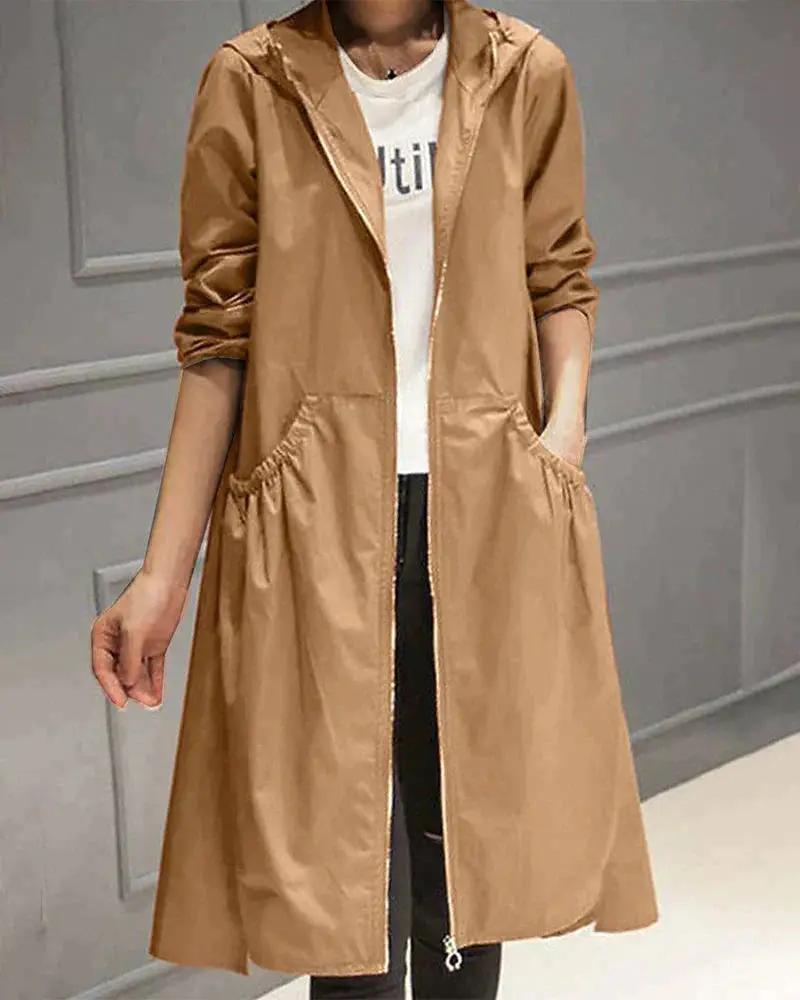 Long Waterproof Raincoat for Women – Stylish & Weather-Resistant-Caliboot
