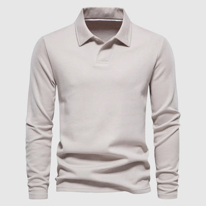 Men's Long Sleeve Polo Shirt Classic Collar Solid