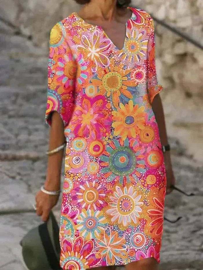 Women's Floral Dress Vibrant Print - VibreMode