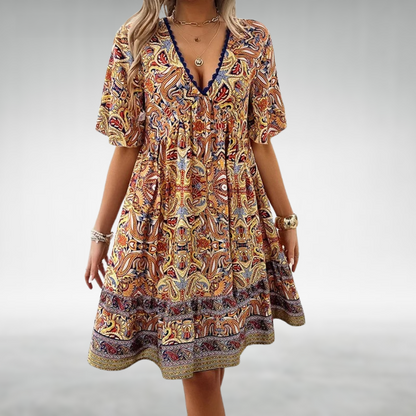 Laurel | Women's Floral Summer Mini Dress Holiday - VibreMode