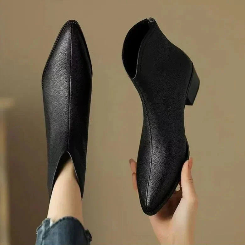 Women's Pointed Ankle Boots Slip On Heel Design