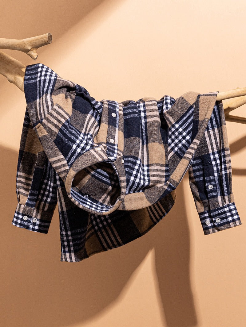 Men's Plaid Dress Shirt Button Front Pointed Collar