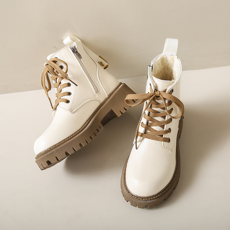 Women's Ankle Boots Side Zip Lace Up