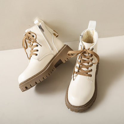 Women's Ankle Boots Side Zip Lace Up