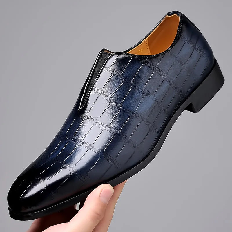 Men's Slip-On Dress Shoes Textured Leather