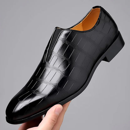 Men's Slip-On Dress Shoes Textured Leather