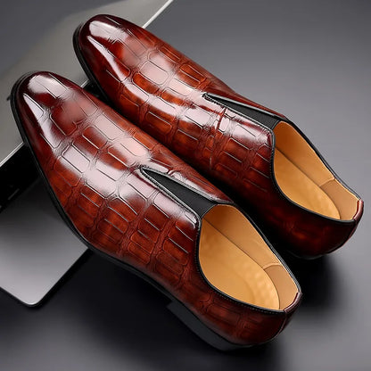 Men's Slip-On Dress Shoes Textured Leather