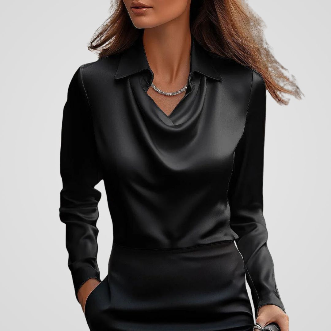 Women's Satin Blouse Draped Neck Satin