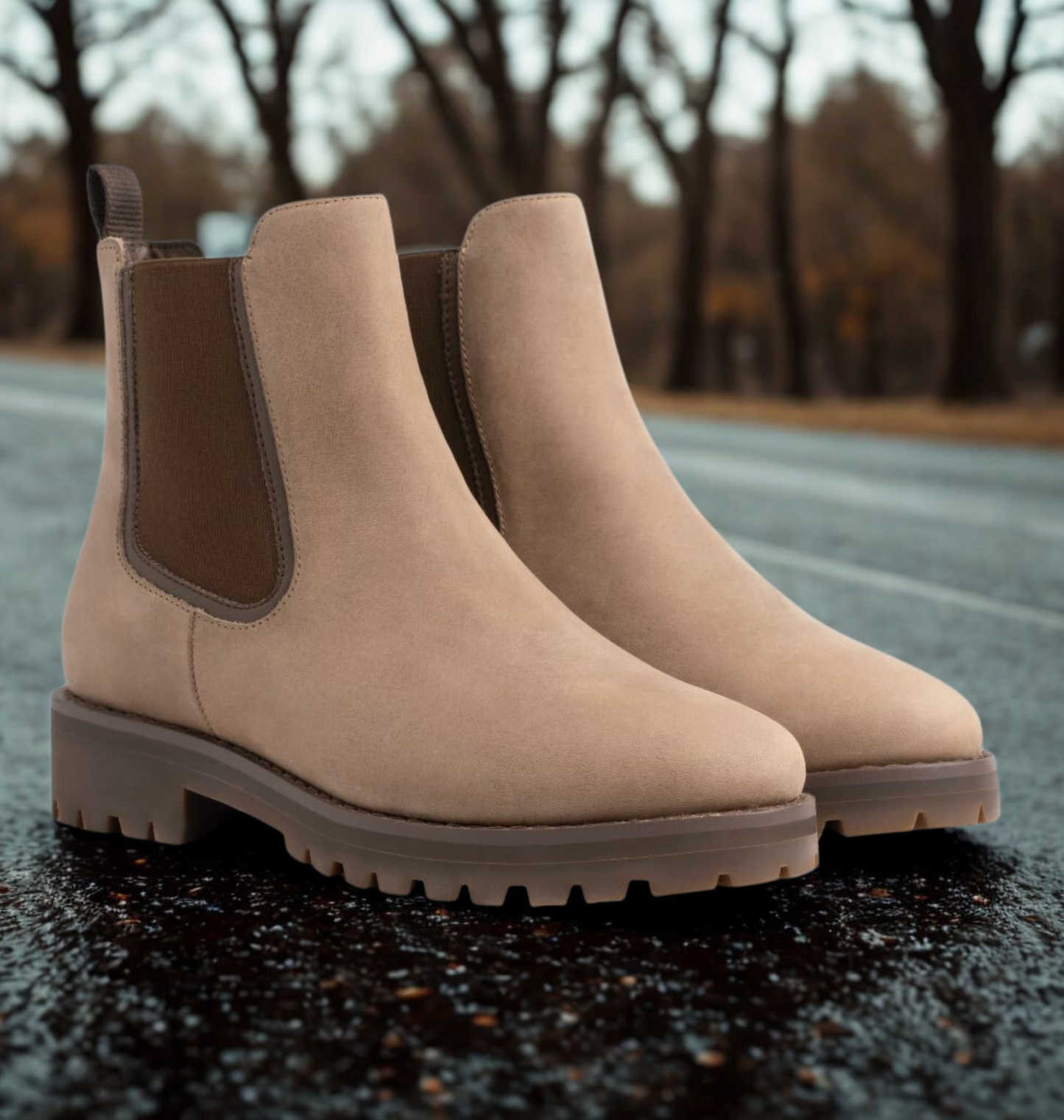 Women's Ankle Boots Elastic Panel Lug Sole