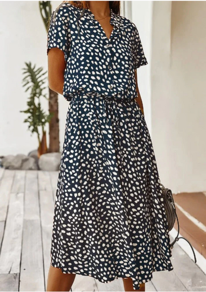 Polka Dot Button Down Midi Dress for Women