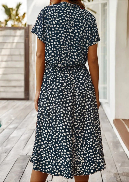 Polka Dot Button Down Midi Dress for Women