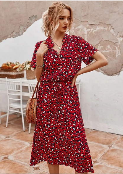 Polka Dot Button Down Midi Dress for Women