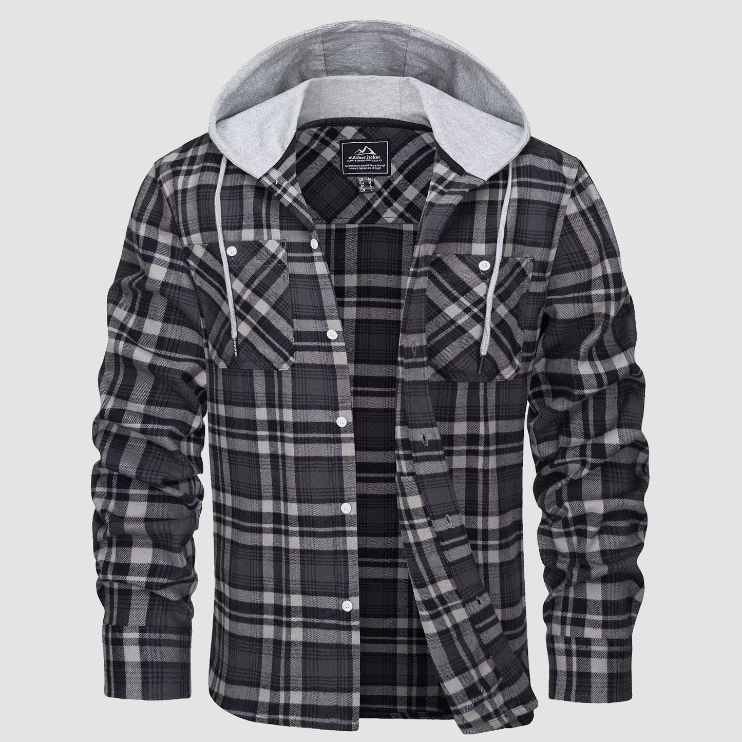 Men's Flannel Shirt Jacket Long Sleeve Cotton Plaid