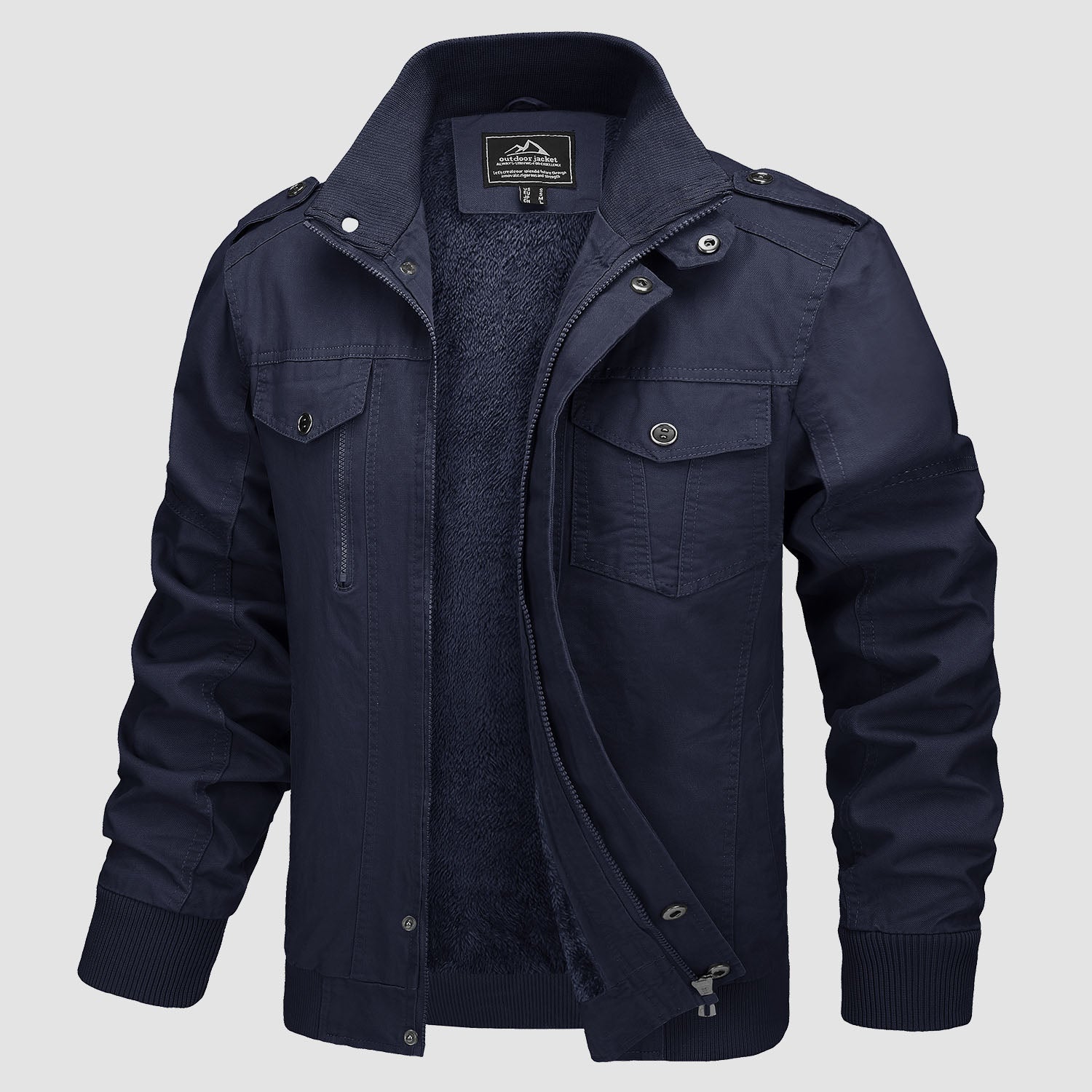 Men's Cotton Military Bomber Jacket Lightweight Zip-Up - VibreMode