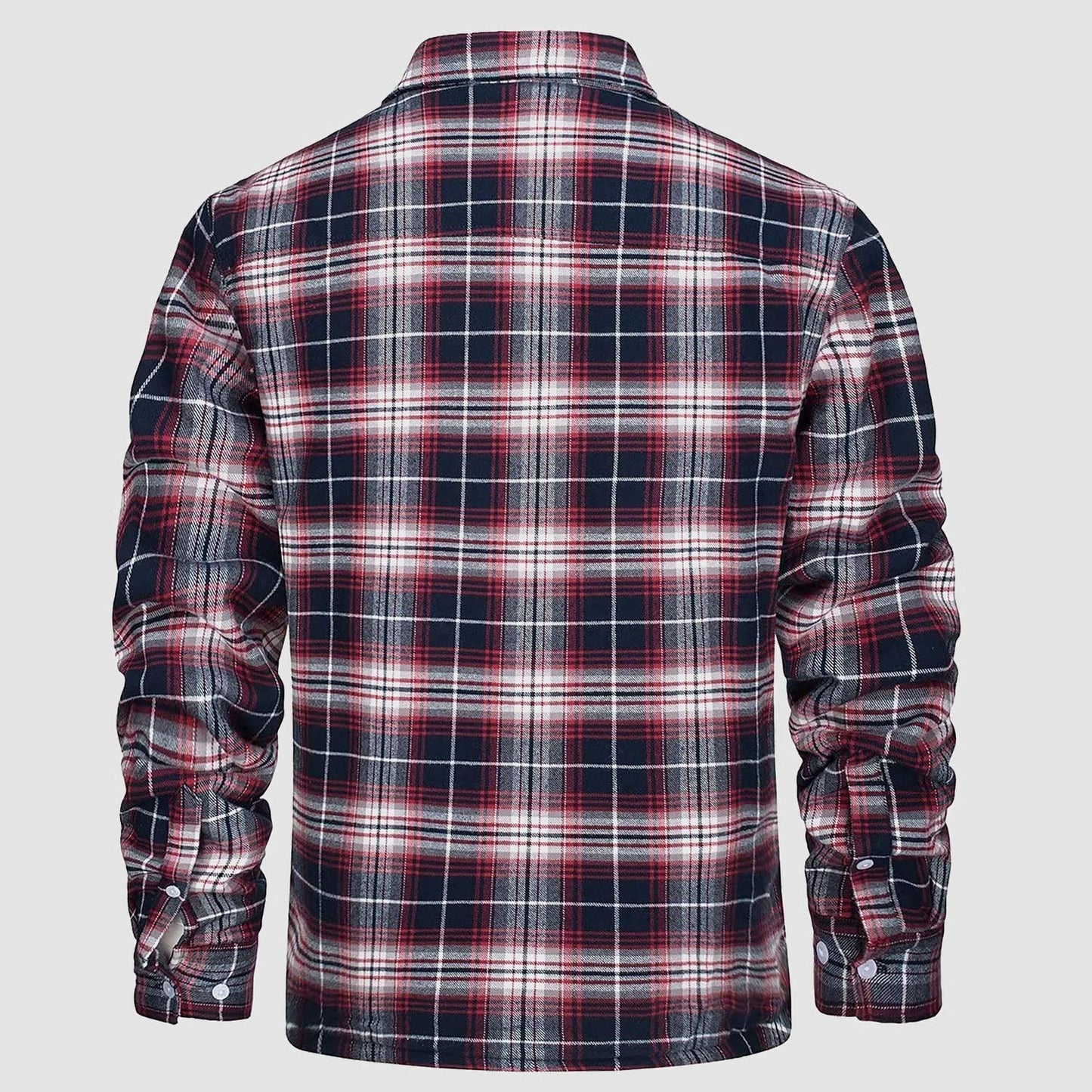 Men's Flannel Shirt Jacket Fleece Lined Cotton Warm Beige