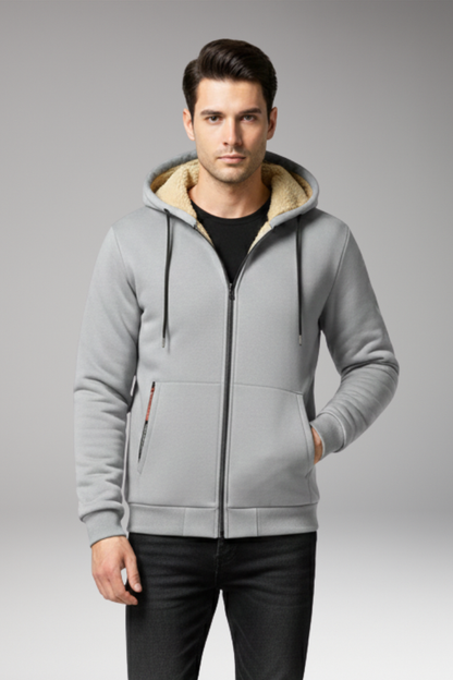 Men's Hooded Zip Jacket with Front Pockets