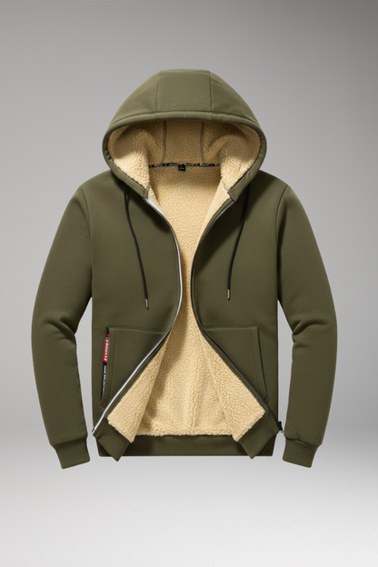 Men's Hooded Zip Jacket with Front Pockets - VibreMode