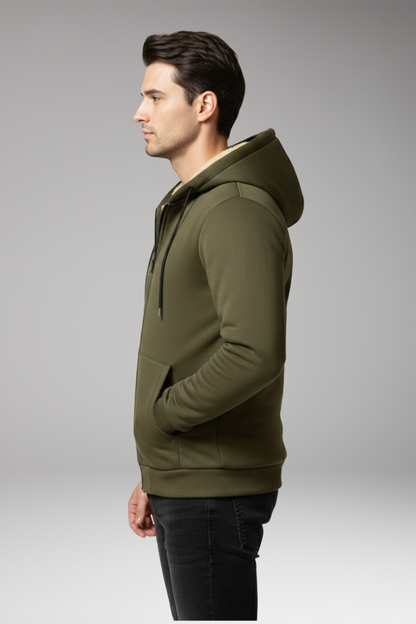 Men's Hooded Zip Jacket with Front Pockets