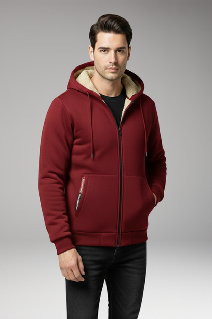 Men's Hooded Zip Jacket with Front Pockets