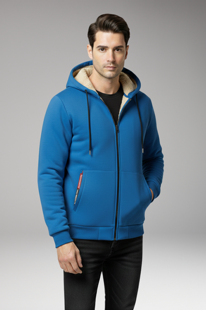 Men's Hooded Zip Jacket with Front Pockets
