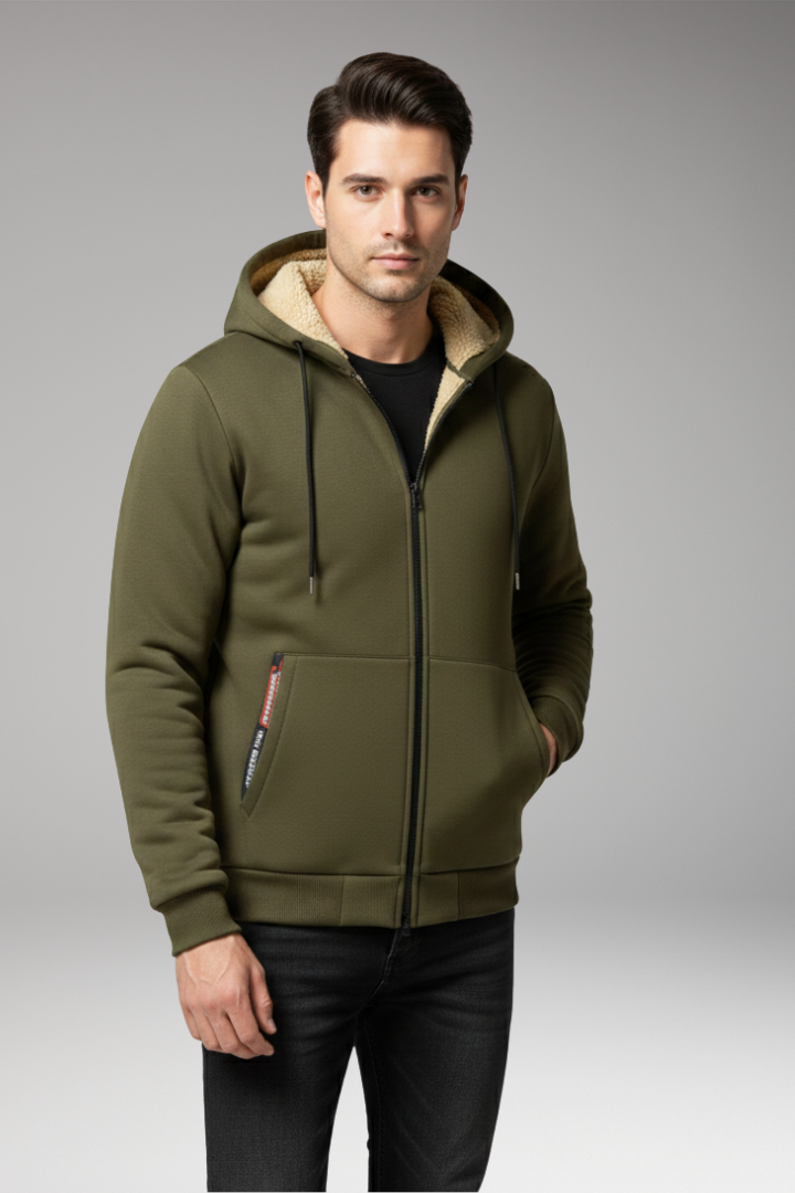 Men's Fleece Hoodie Zipper Front