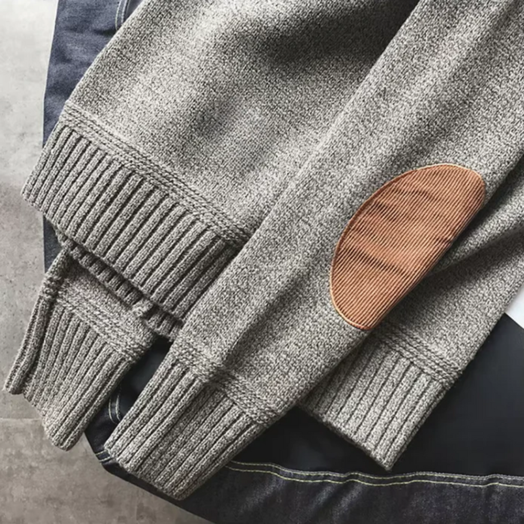 Men's Knit Sweater Long Sleeves Elbow Patches
