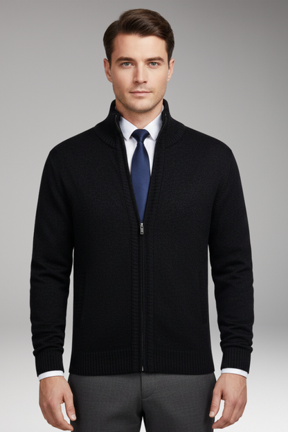 Men's Cardigan Sweater Stand Collar Button Closure