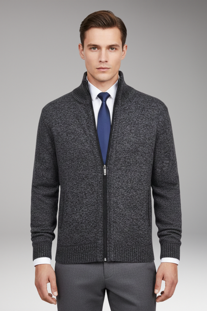 Men's Cardigan Sweater Stand Collar Button Closure