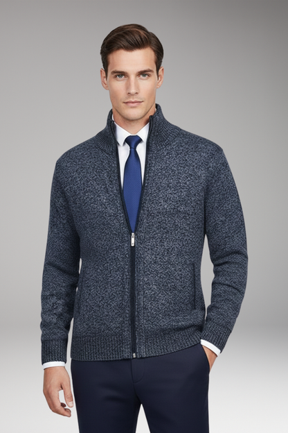 Men's Cardigan Sweater Stand Collar Button Closure