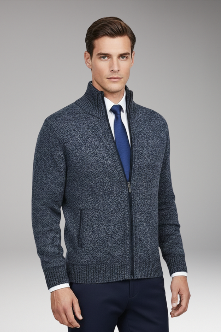Men's Cardigan Sweater Stand Collar Button Closure