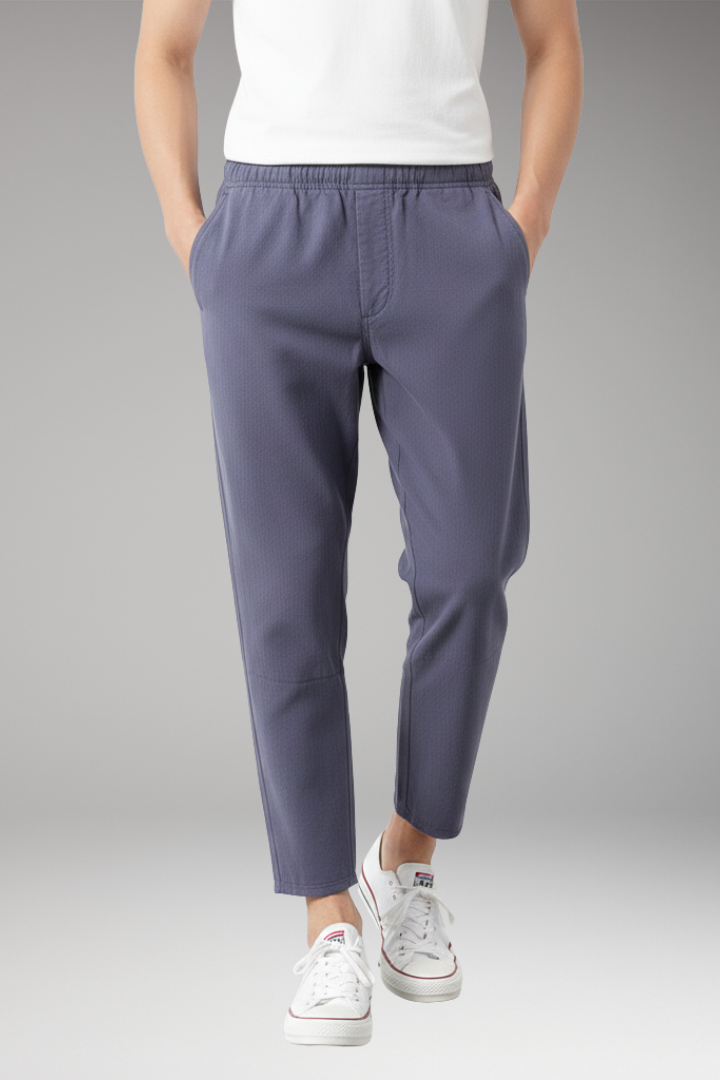 Men's Cropped Elastic Waist Pants with Side Pockets