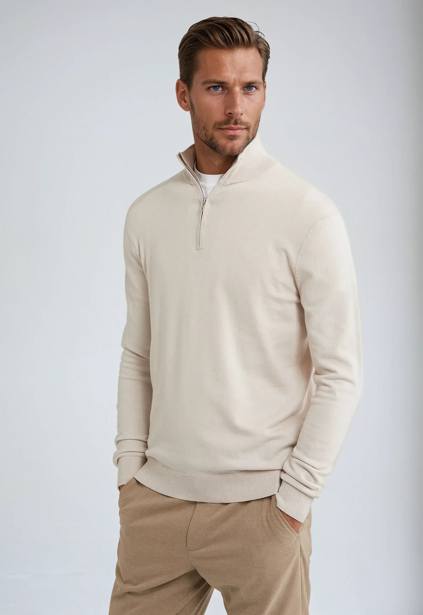Warm Mens Classic Quarter Zip Sweater