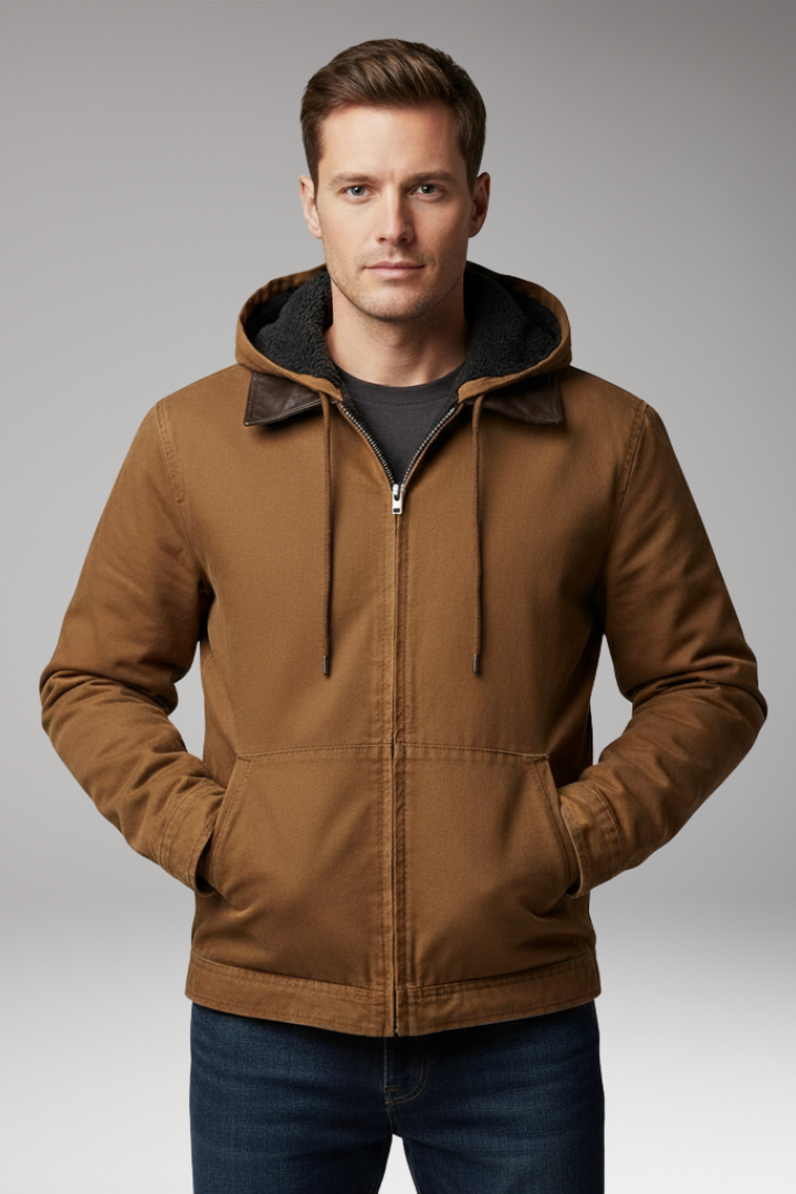 Men's Hooded Zip Jacket Lined Interior