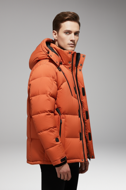 Men's Puffer Jacket Hooded Zip Front