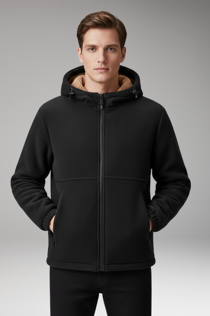 Men's Hooded Jacket Zipper Pockets