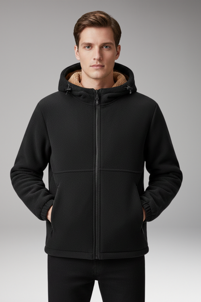 Men's Hooded Jacket Zipper Pockets