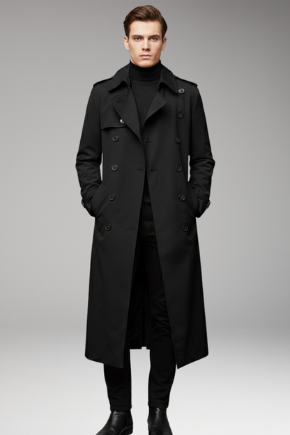 Men's Trench Coat Belted Button Front Design