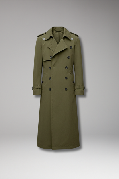 Men's Trench Coat Belted Button Front Design - VibreMode