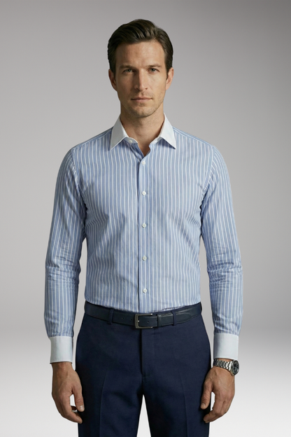 Men's Dress Shirt Lapel Collar Button Cuffs