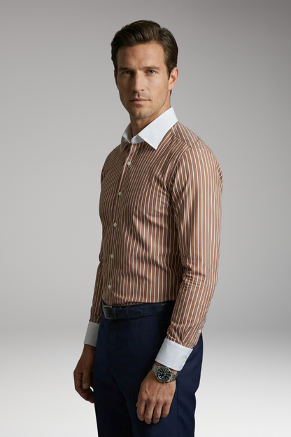 Men's Dress Shirt Lapel Collar Button Cuffs