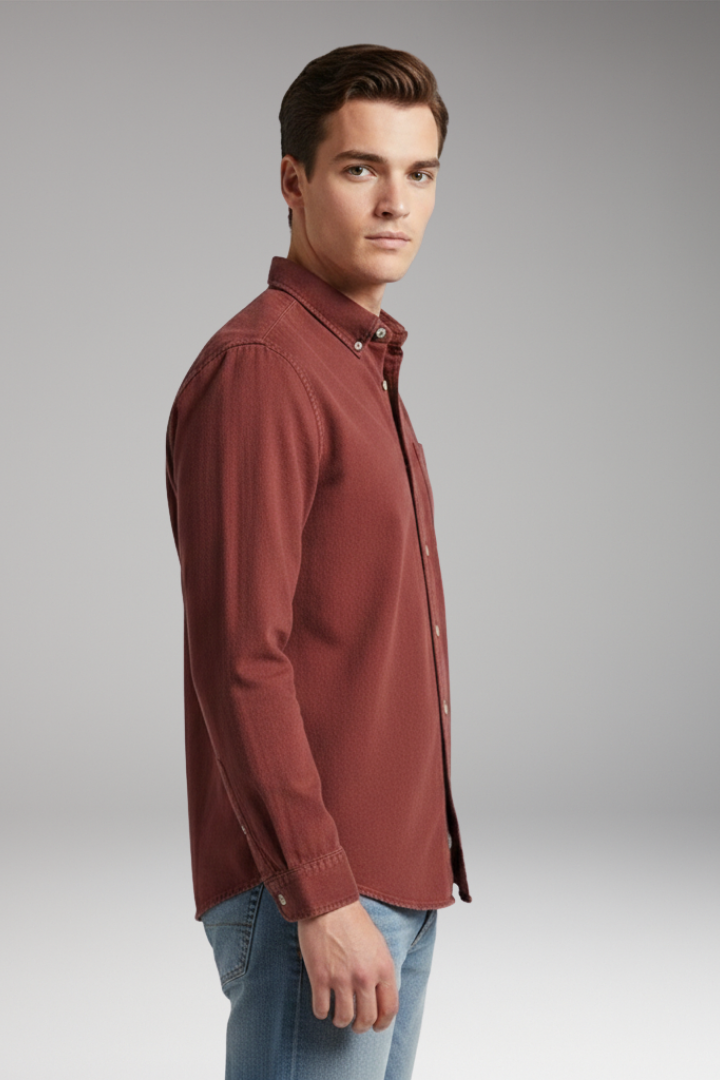 Men's Notched Collar Button Front Shirt