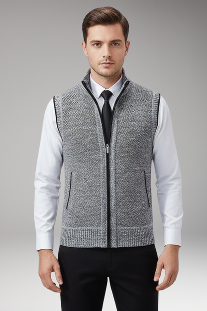 Men's Knitted Vest Sleeveless Plain Stand Collar