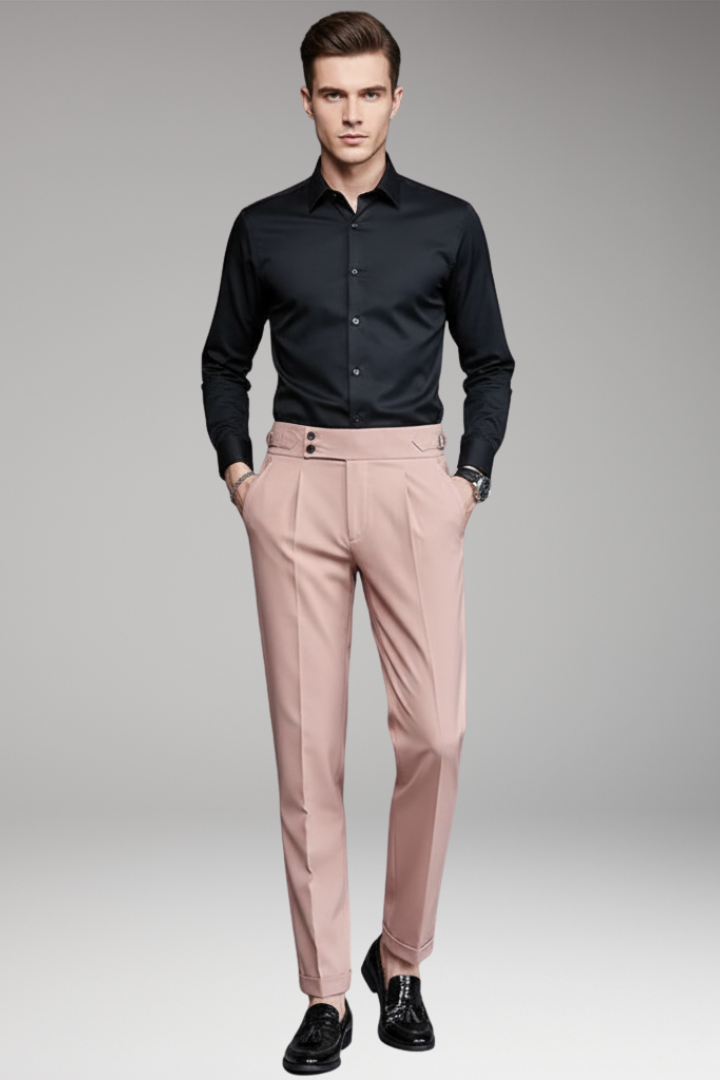 Men's Pleated Trousers With Waist Tabs