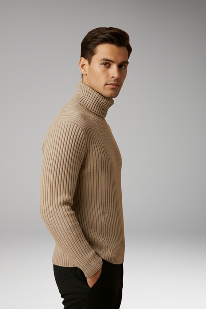 Men's Turtleneck Sweater Ribbed Knit