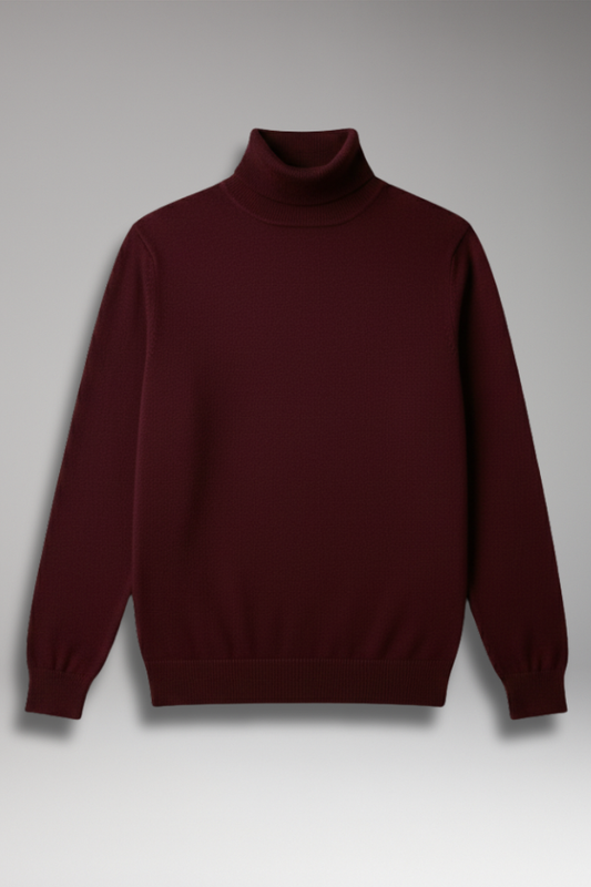 Men's Turtleneck Sweater Ribbed Knit Narrow Fit - VibreMode