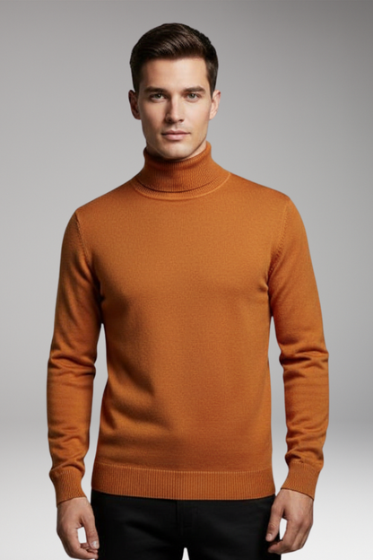 Men's Turtleneck Sweater Ribbed Knit Narrow Fit