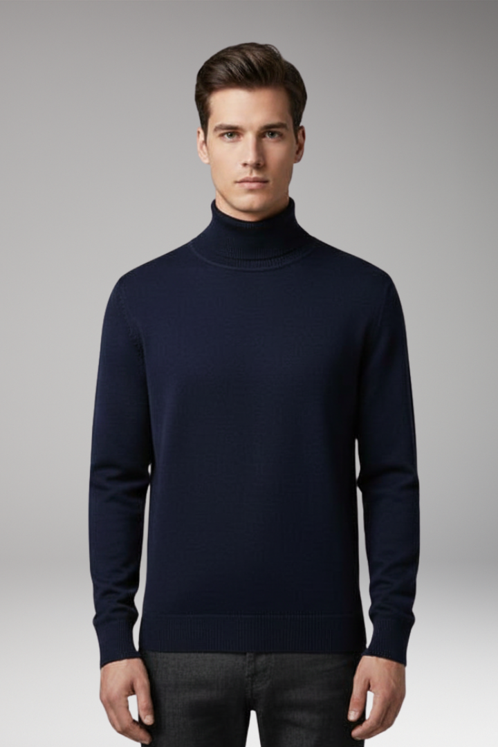 Men's Turtleneck Sweater Ribbed Knit Narrow Fit