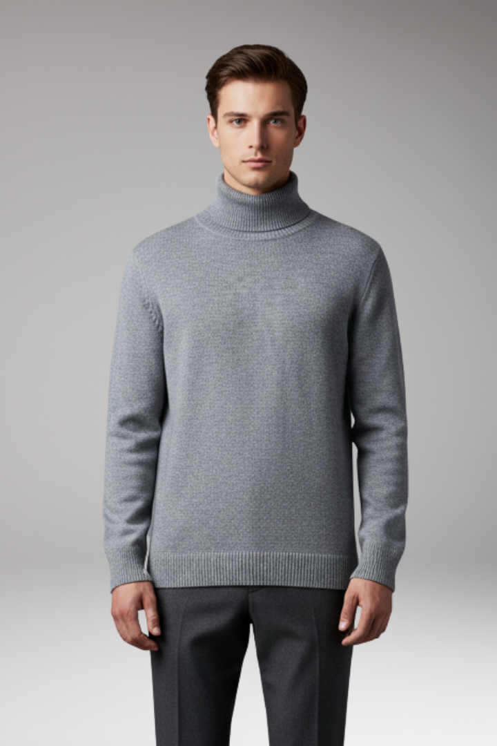 Men's Turtleneck Sweater Ribbed Knit Narrow Fit
