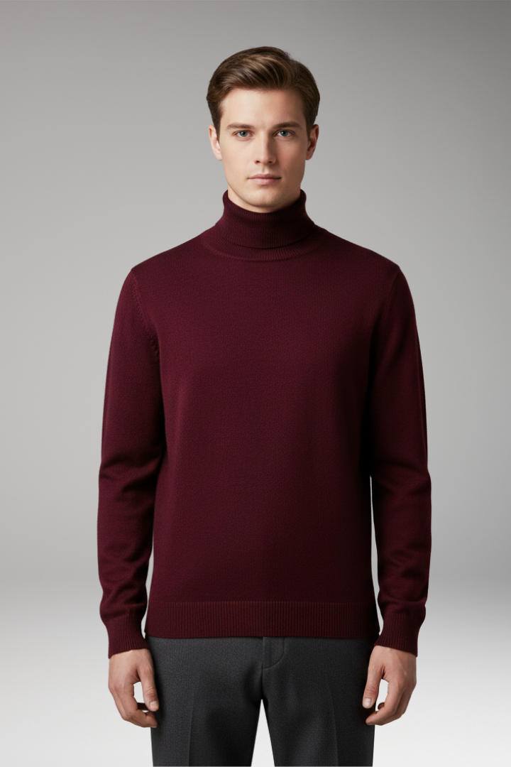 Men's Turtleneck Sweater Ribbed Knit Narrow Fit