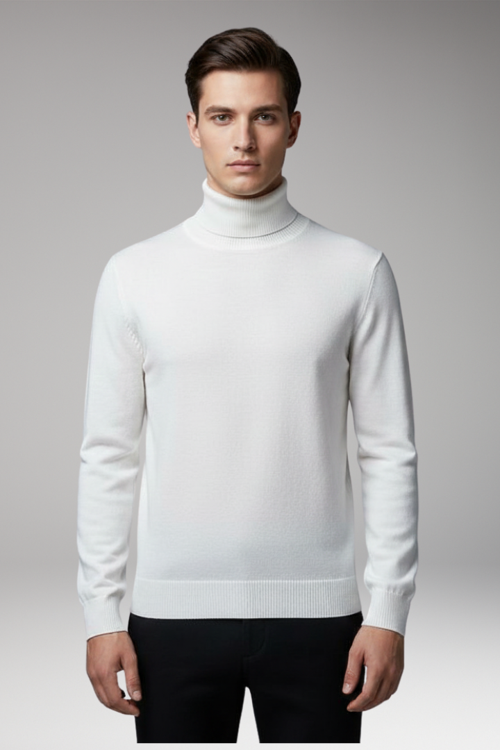 Men's Turtleneck Sweater Ribbed Knit Narrow Fit
